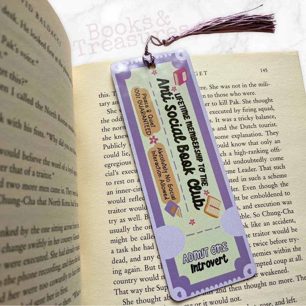 Anti Social Book Club Metal Bookmark Handmade